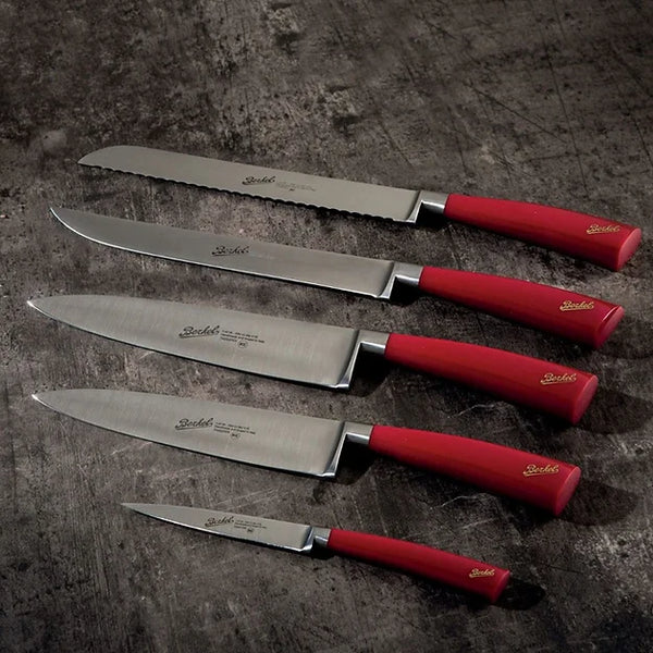 Knivsett i rugbyskinnblokk, 5 deler - Berkel Elegance Red