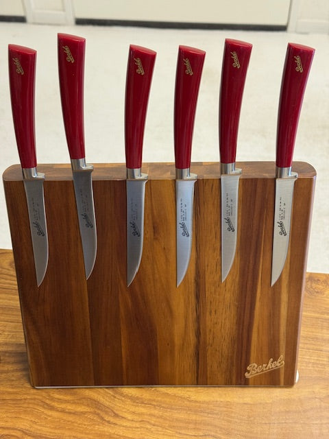 6-Piece Design Steak Knife Set - incl. Acacia Magnetic Block - Black